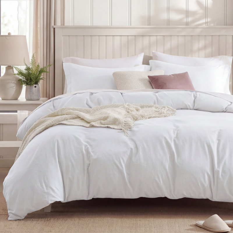 Bedsure Duvet Cover Only-Prewashed Extra Soft All Season Bedding,with Zipper Closure, Linen, Comforter Not Included, White