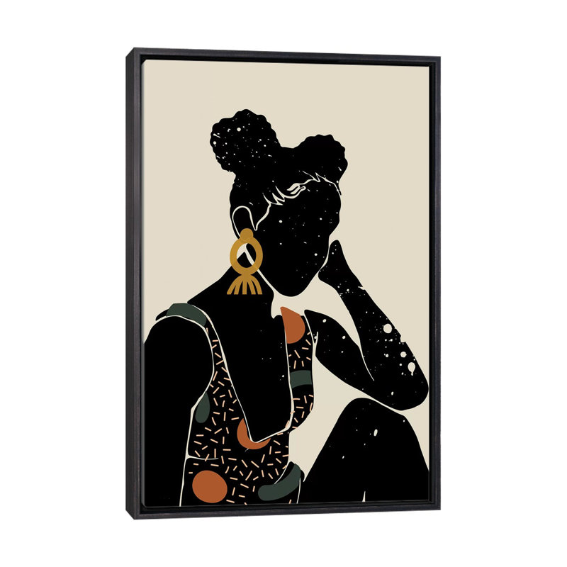 Black Hair VI - impression d'art graphique, H 32 po x l 48 po x 1,5 po, Toile avec cadre noir patiné, Aucun mat