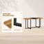 Ensemble de table de salle à manger 9 pièces carrée avec grain de bois bicolore et chaises en velours beige, idéal pour les réunions de famille et les cuisines modernes