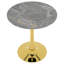 Round Dining Table for 2-4 People, Gray Faux Marble Top Gold-Tone Pedestal Base, Mid-Century Modern 27.6-Inch Compact Accent Table