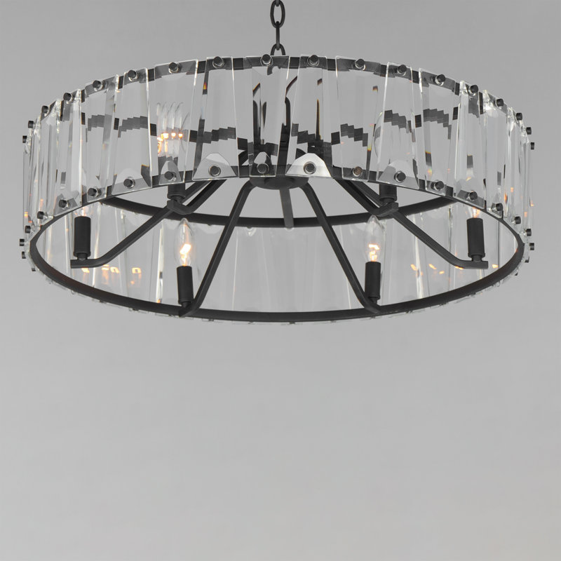 6 - Light Steel Drum Chandelier, Black
