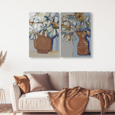 Abstract Flowers Set High-Gloss Frameless Acrylic Glass Wall Art Abstract Print by Oliver Gal, Ready to Hang, 10 x 15