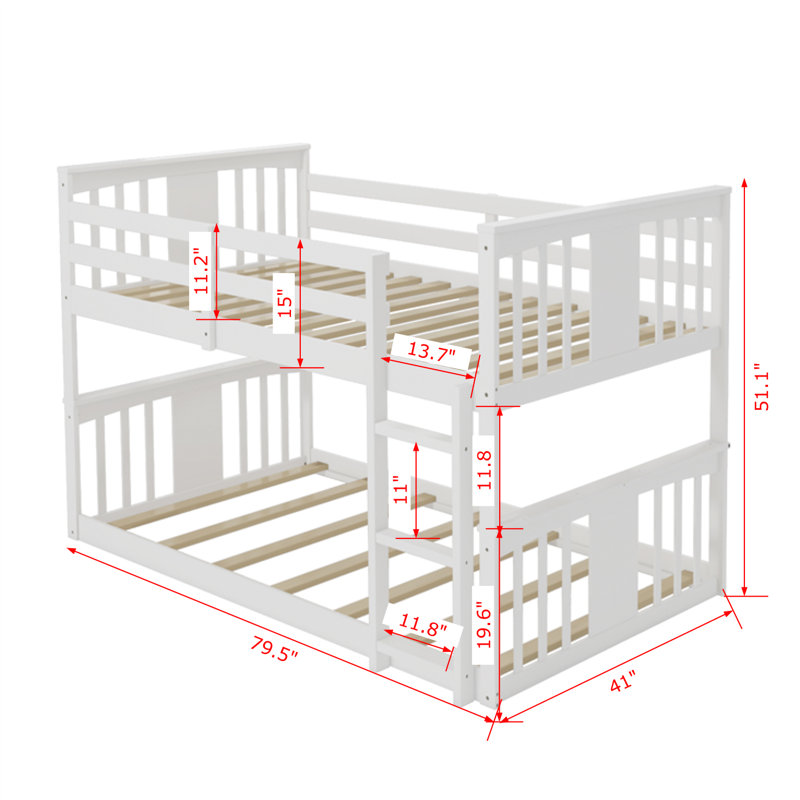 Felizitas Kids Bunk Bed, Twin, White
