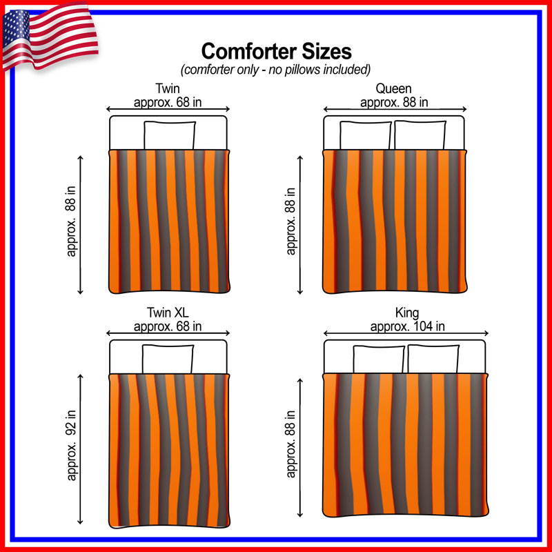 Orange Vertical Stripes Comforter, Twin