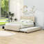 Grand lit plateforme tapissier avec tête de lit, deux tiroirs de rangement et lit gigogne simple TG-429363635