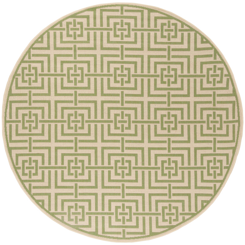Dubay Hooked Indoor/ Outdoor Cream/Olive Rug, Round 201 cm