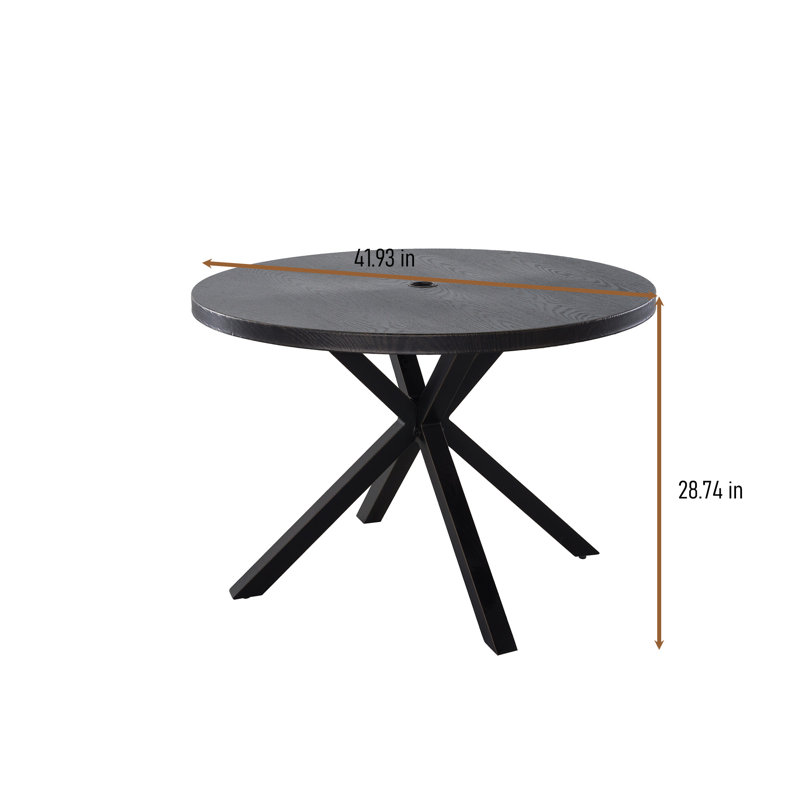 LaKendra Round Metal Outdoor Dining Table With Umbrella Hole , 41.93'' in. W 41.93'' in. D