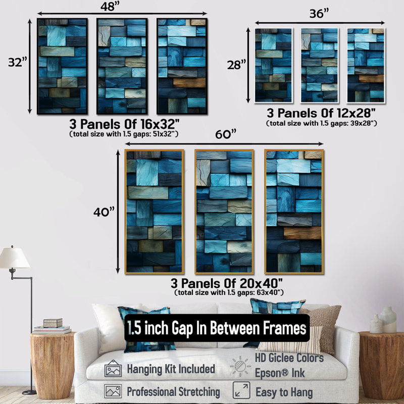 Boho Earth Element Stones Mosaic III - Boho mosaïque murale, art mural, H 28 po x l 36 po x P 1 po, Cadre flottant noir