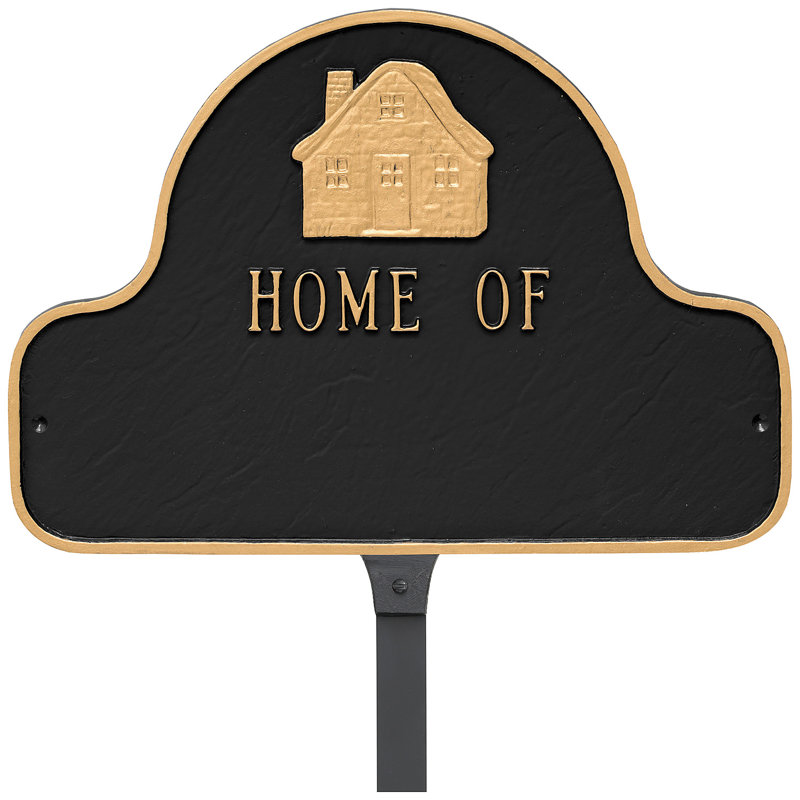 Home of Arch Address Sign Plaque with Lawn Stakes, Yes, Hunter Green/Gold