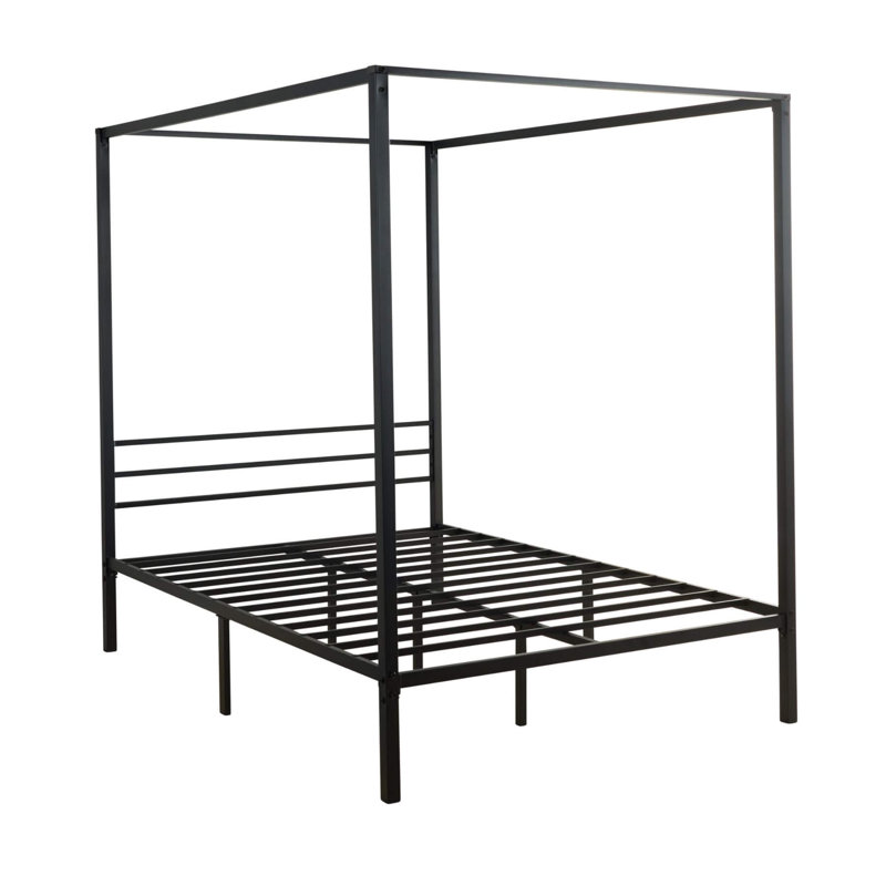 Volare Metal Industrial Four-Poster Bed Frame, Double (4'6)