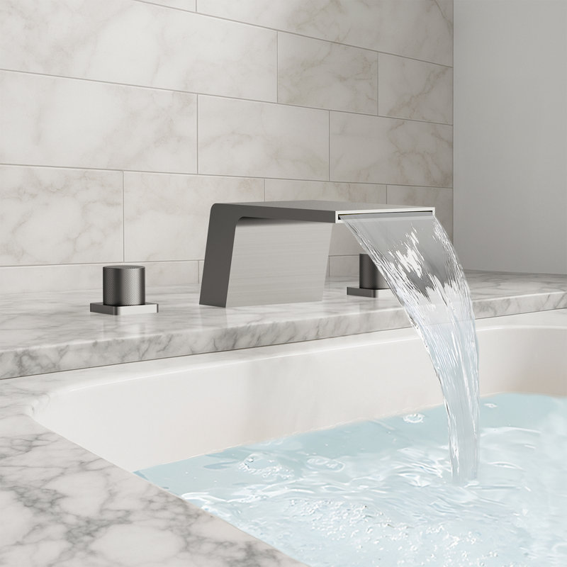 2 Handle Deck Mount Bathroom Roman Tub Faucet, Brushed Nickel