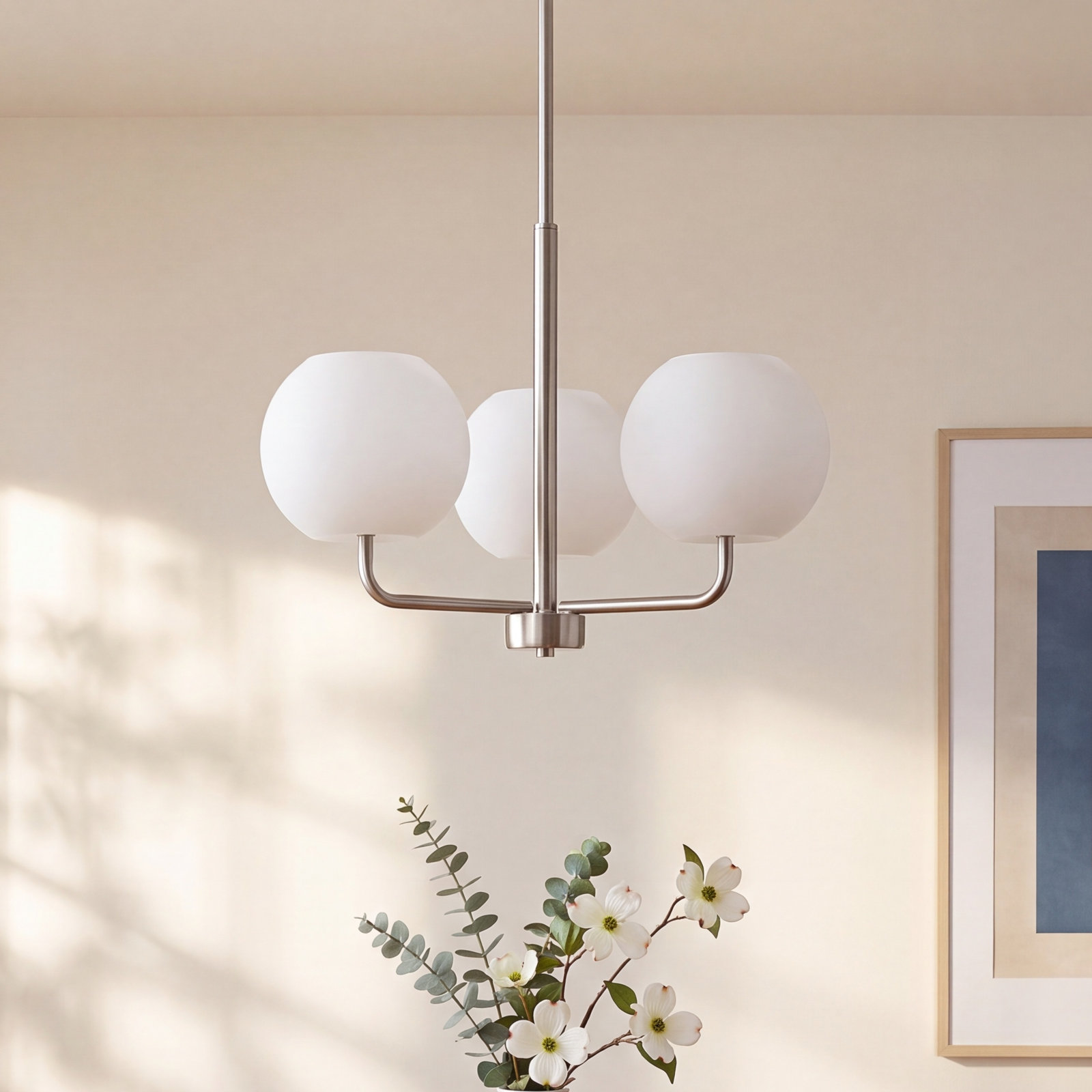 Jorund 3 - Light Dimmable Shaded / Spider Chandelier, No, Brushed Nickel