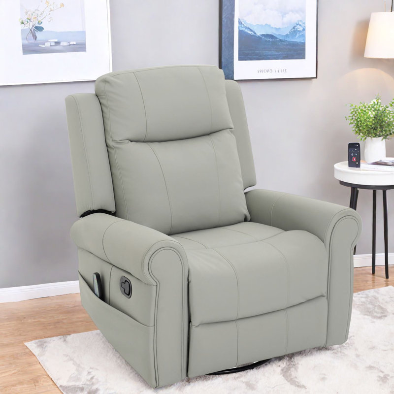 Fauteuil inclinable multifonctionnel avec massage, chauffage et rangement - Cuir d'unité centrale gris pour un usage domestique