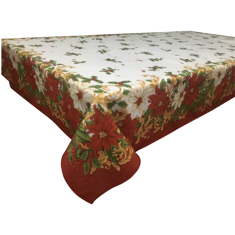 Nora Floral Christmas Tablecloth, 84" L x 60" W