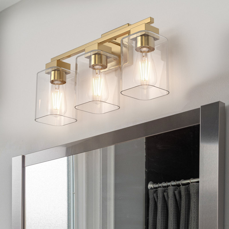 Éclairage pour coiffeuse Hartshorn, Trois lumières, Or brossé