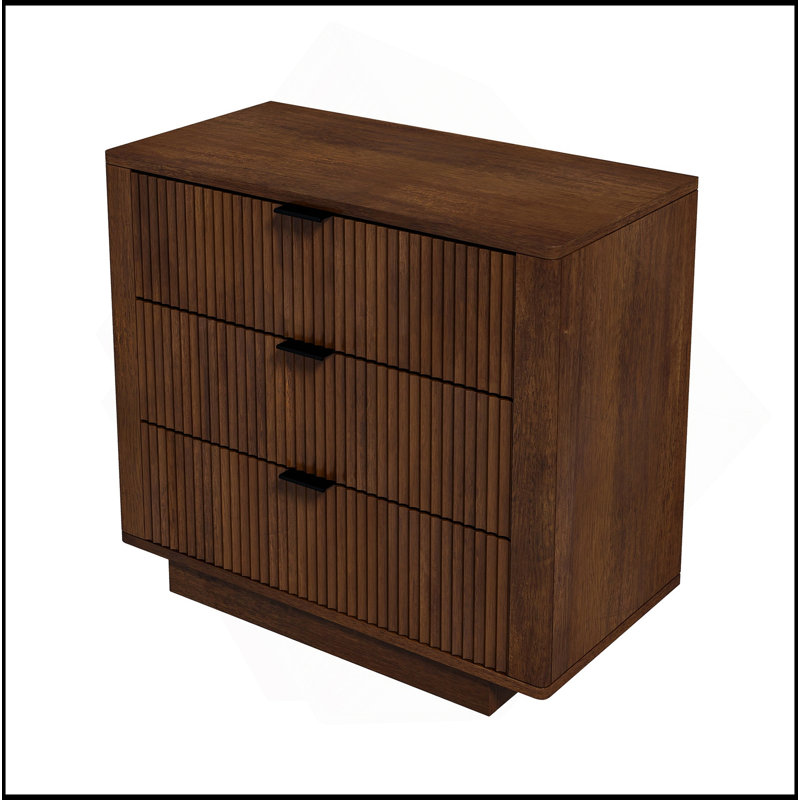 Walnut Nightstand 3-Drawer