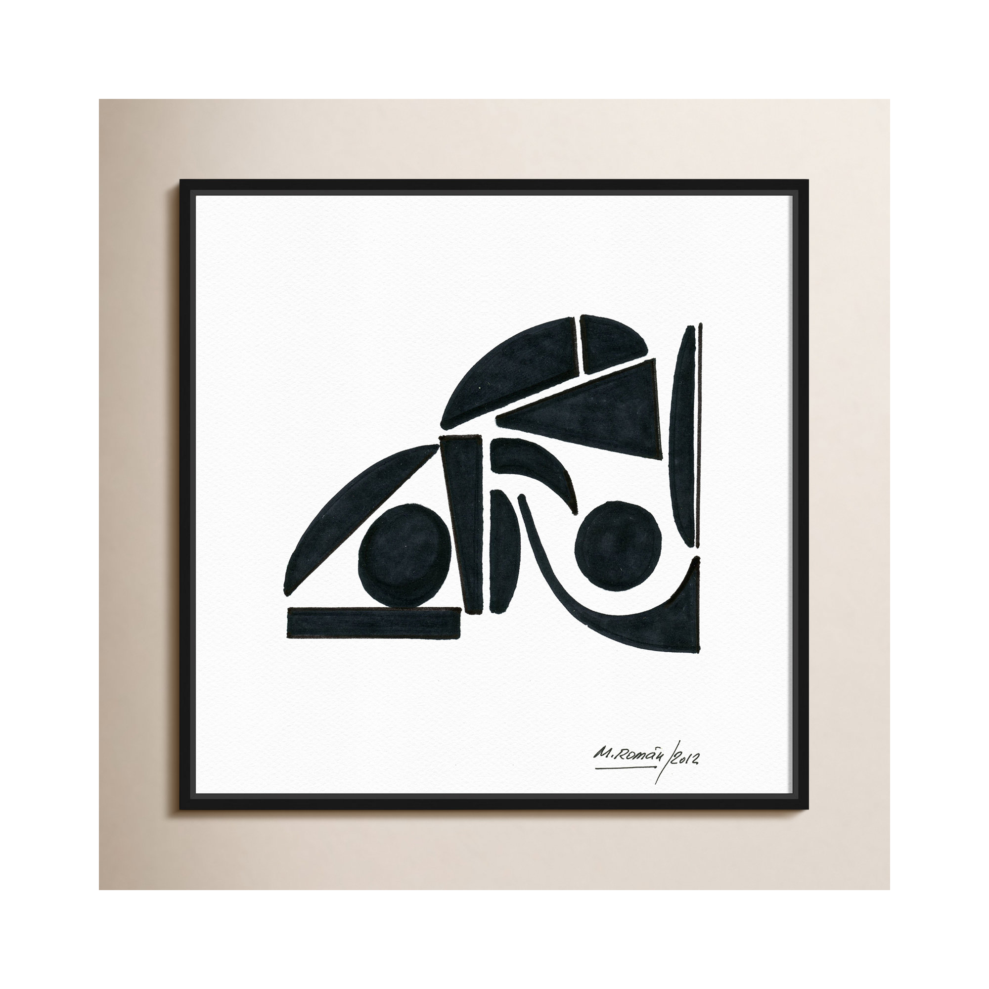 Black And White Modern by M.Roman, 13" H x 13" W, Black