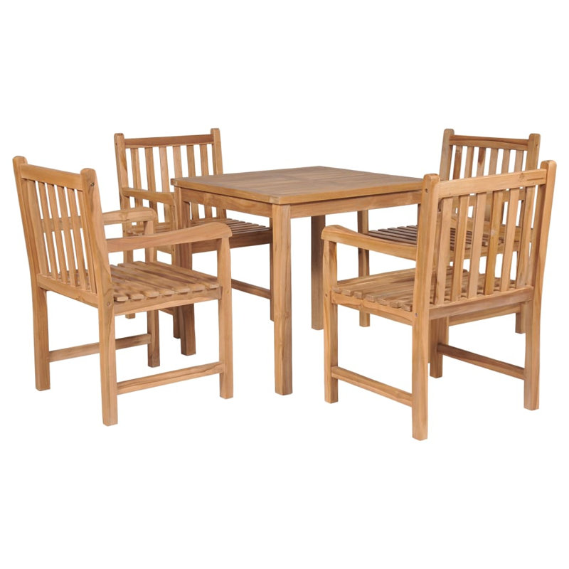 Wiley 4 - Person Teak Patio Dining Set with Square Table, 80 x 80 x 77 cm, Brown