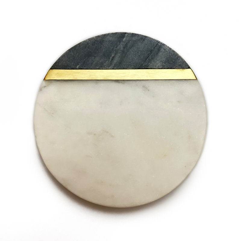 Sous-verre rond en marbre, Noir