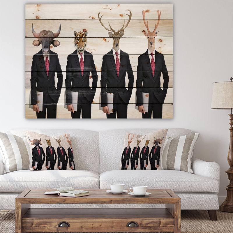 «Animals in Americana suit», impression, H 15 po x l 20 po x P 1 po, Bois