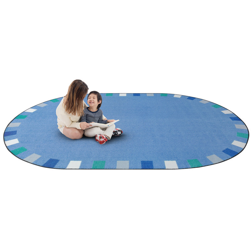 On The Border by Joy Carpets Area Rug, Oval 5'4" x 7'8"