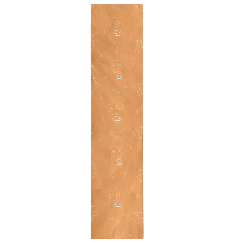Chemin de table soirée hol halloween dogs, L 72 po x l 16 po, Orange abricot, Polyester