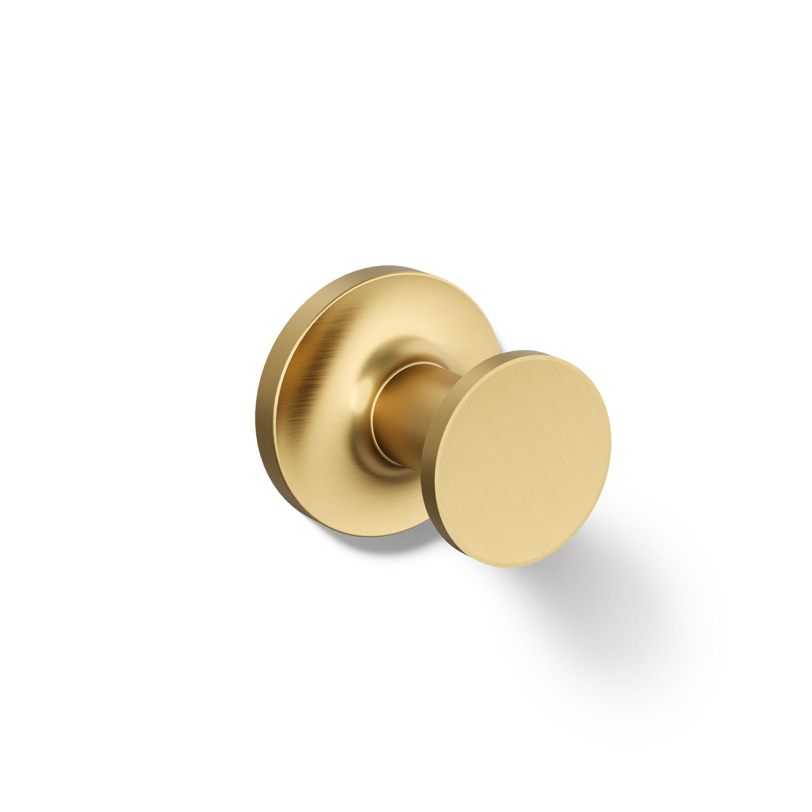 Purist Wall Mounted Round Bathroom Robe Hook, Towel Hook, Clothing Hook, Vibrant Brushed Moderne Brass