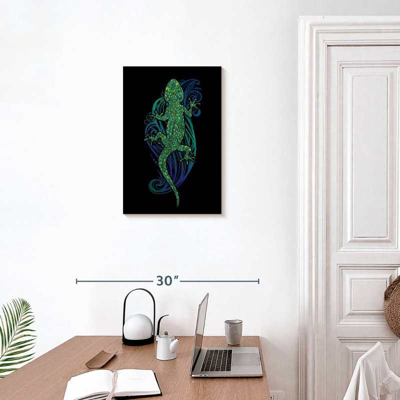 Brampt Tribal Green Lizard, 24" H x 16" W