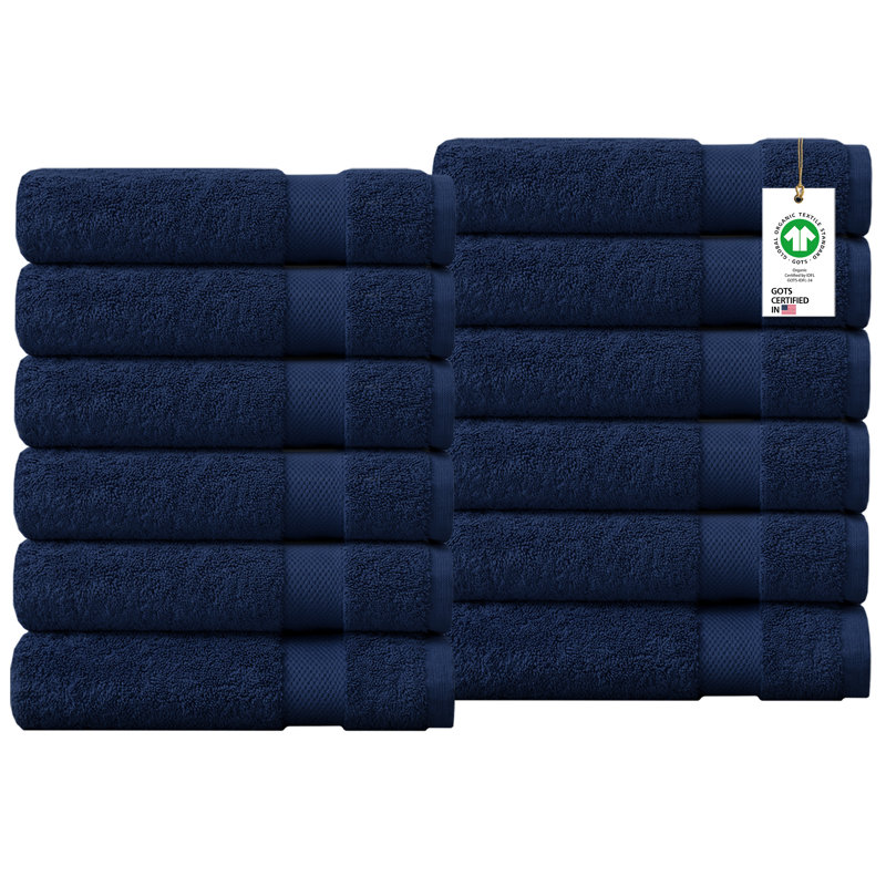 Drap 100% coton biologique Delara, Bleu foncé, 12