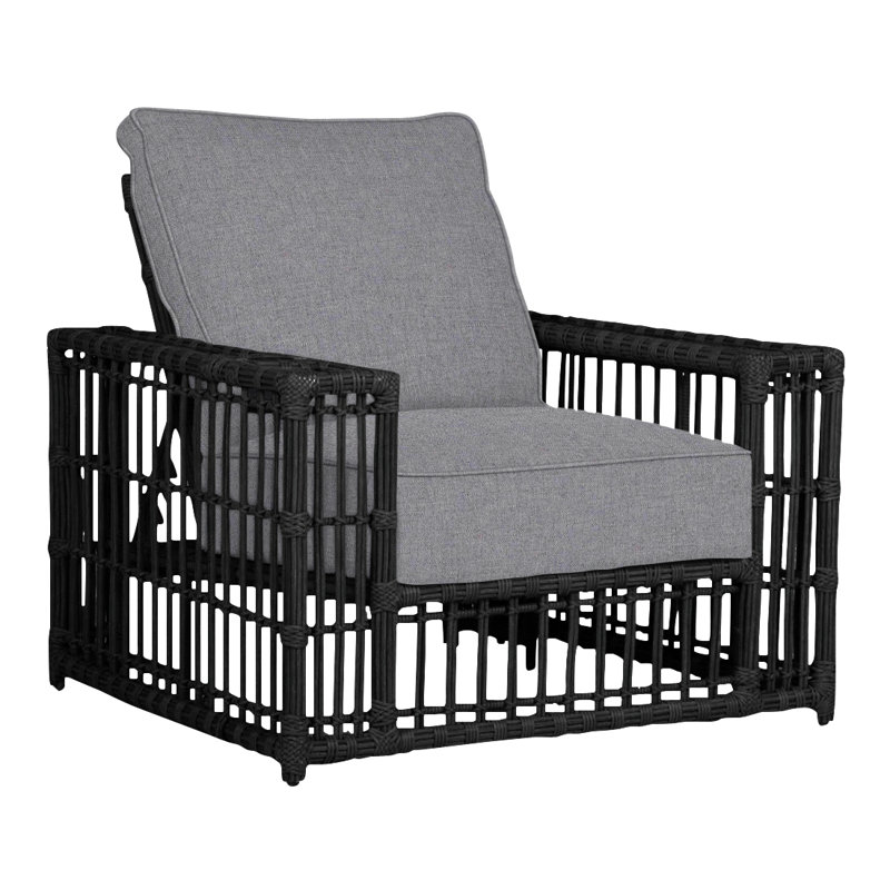 Newport N-Dura Resin Wicker Outdoor Woven Recliner, Welt, Brume Verona, Onyx