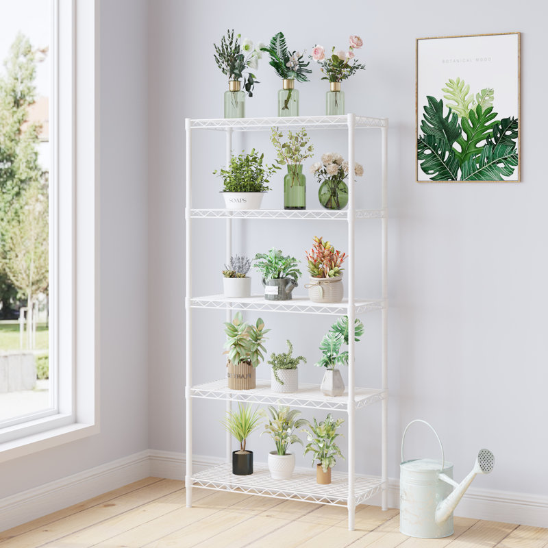 5 Tier Storage Rack Wire Shelving Unit Storage Shelves Black, White