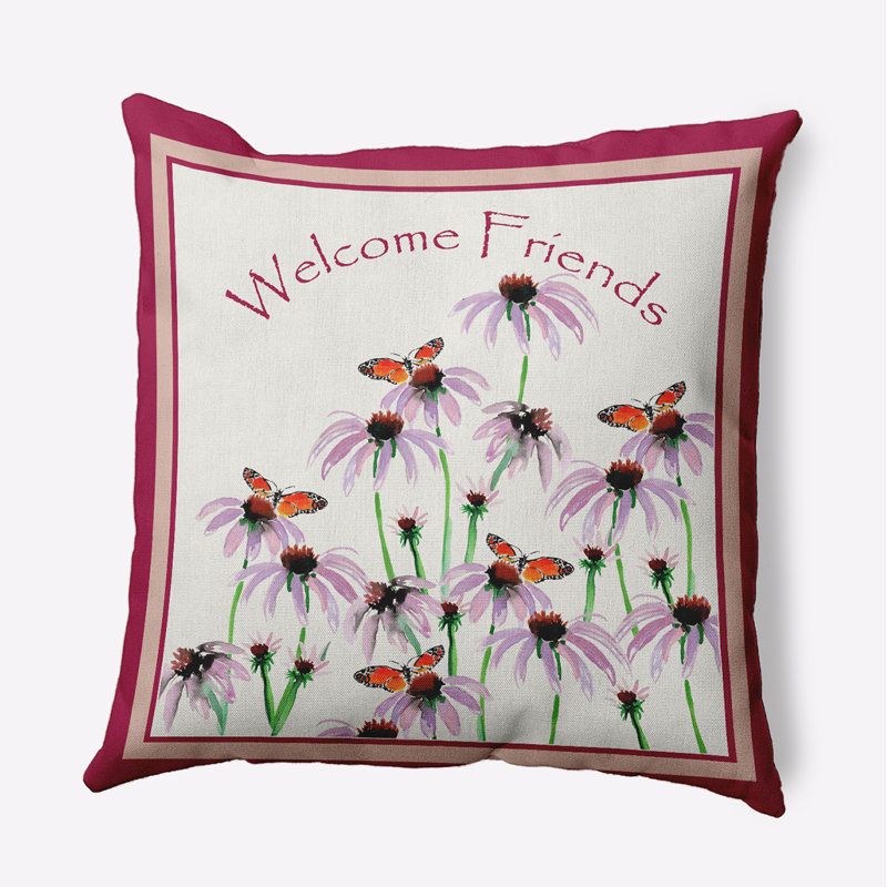 Coussin décoratif "Welcome Friends" PPN1635PK16, H 20 po x l 20 po, Carré