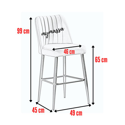 Ensemble de tabourets de bar modernes (4 pièces), vert et noir, 19,3 x 39,0 x 17,7 pouces | 100% panneau de particules enduit de mélamine avec tissu 100% polyester | Pieds en métal robustes, élégants et confortables pour les espaces de cuisine et de salle à manger
