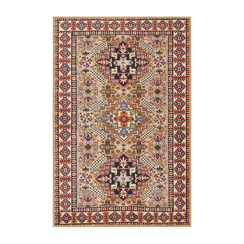 Tapis oriental rouge / beige, Rectangle 5 pi x 7 pi