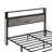 King Size Bed Frame With Headboard, RGB LED Light & Charging Station - Rustic Grey-752272427