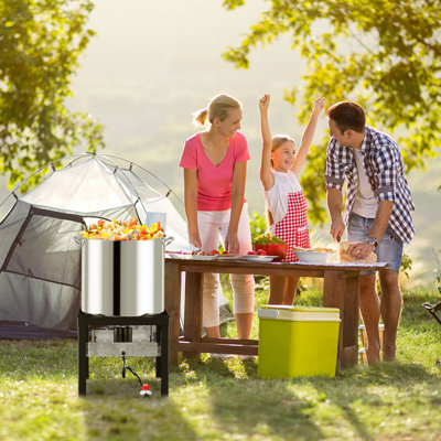 Stainless Steel Seafood Boil Pot (30qt/40qt/50qt/60qt/80qt/100qt) With Basket, Skimmer, Crawfish Boiler & Crab Boil Pot
