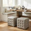 Repose-pieds cubique capitonné 100% cuir véritable Phabian-125360055