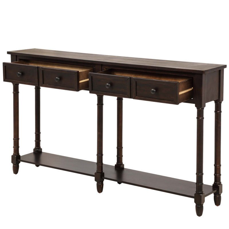 Maria Console/Sofa Table with 2 Drawers + Bottom Shelf | Easy Assembly for Living Room & Entryway, Espresso