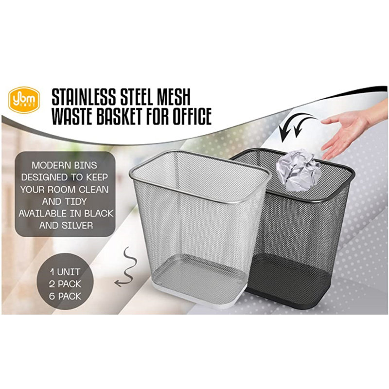 Black Stainless Steel Mesh Rectangular Waste Basket