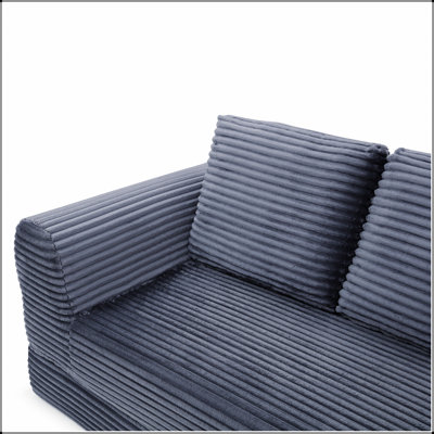 Canapé-lit pliant convertible 2-en-1, canapé-lit en velours côtelé moderne avec 2 coussins, causeuse modulaire rembourrée avec lit escamotable Futon