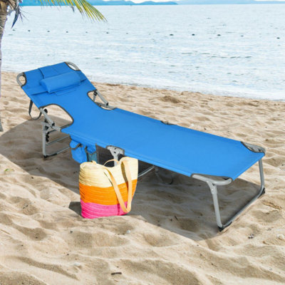 Chaise longue pliante avec coussin pour l'extérieur