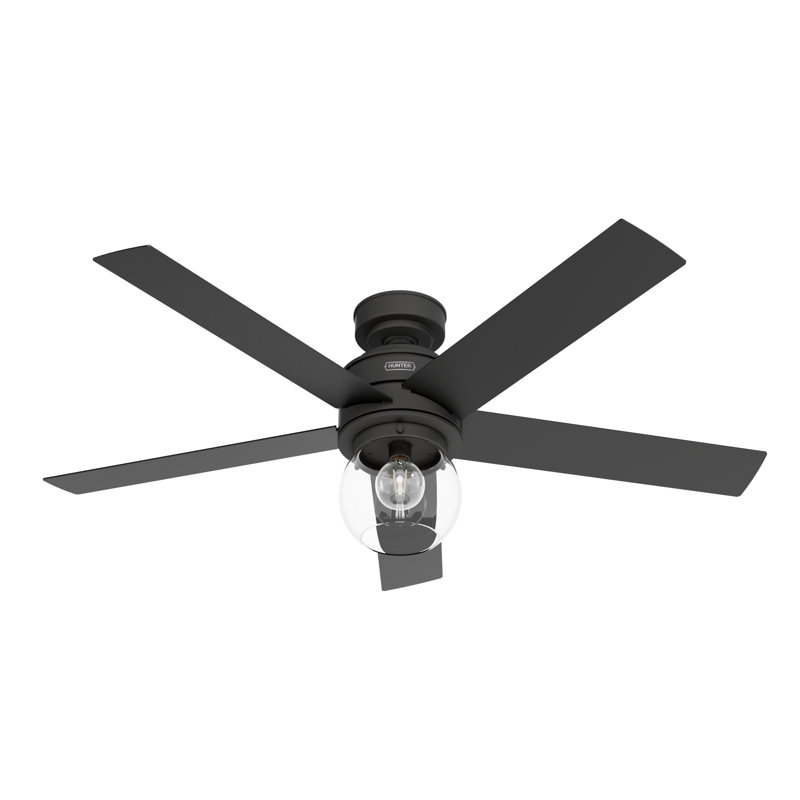 Matte Black 52" 5-Blade Ceiling Fan with LED Light and Remote
