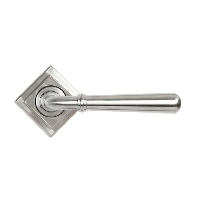 Polished Marine SS (316) Newbury Lever On Rose Set (Square) - Unsprung, Satin Marine