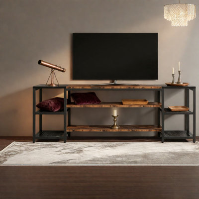 Industrial Black Wood Tv Stand, Large Storage, Home Entertainment