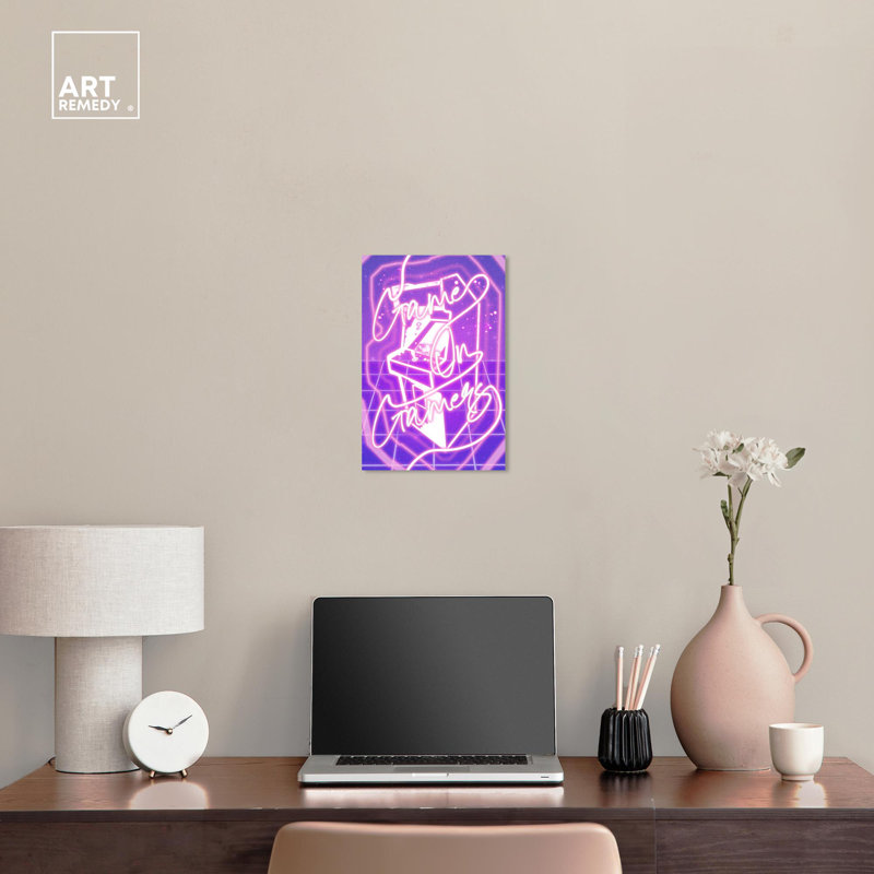 Game On Neon Purple Canvas Gamer Art Print