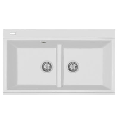 Belfry Kitchen Braedon 510mm W Double Bowl Granite Kitchen Sink with 1 Faucet Hole
