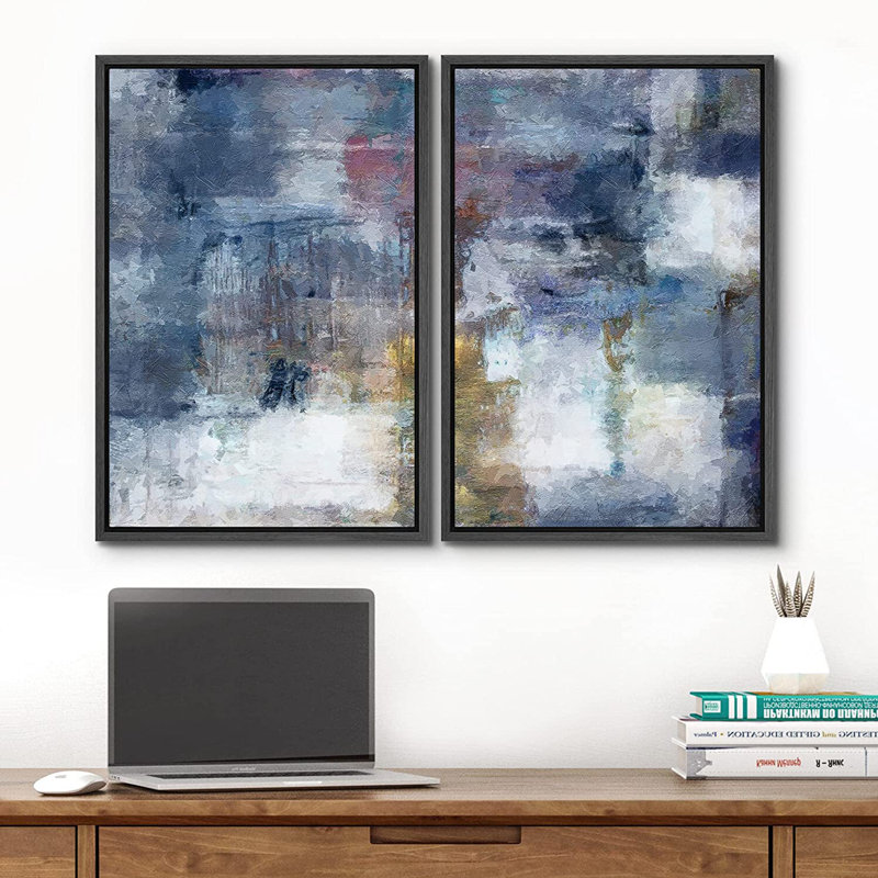 «Abstract Paint Effect», impression sur toile abstraite bleu marine, H 24 po x l 36 po x P 2 po