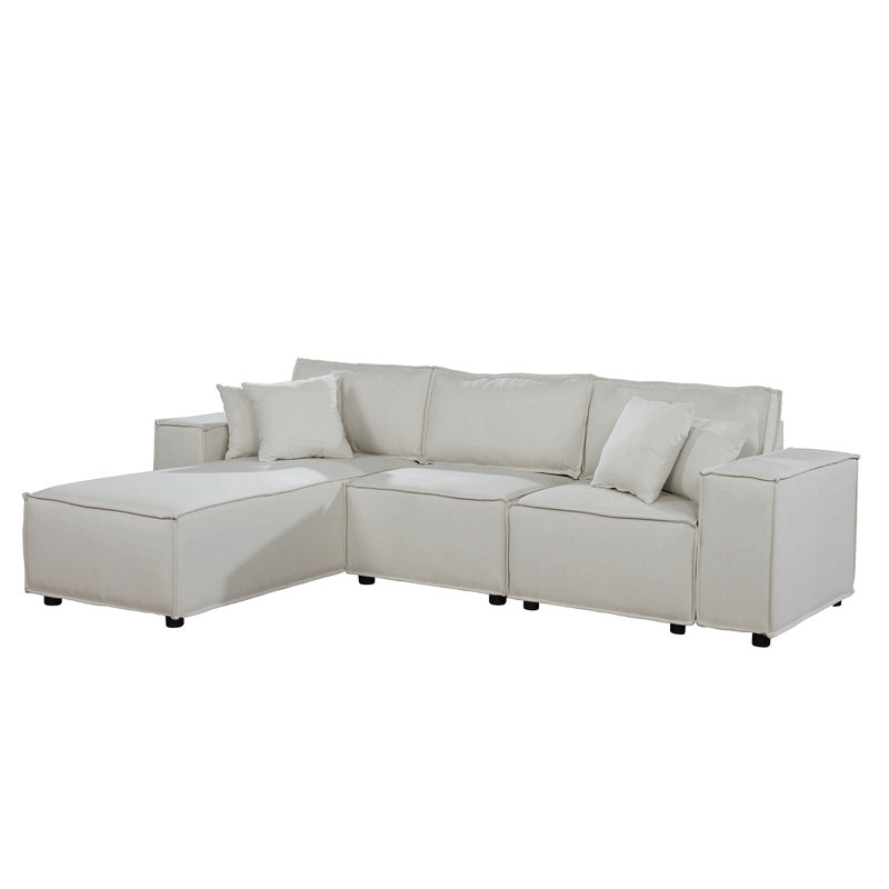 Canapé réversible en lin beige Harvey