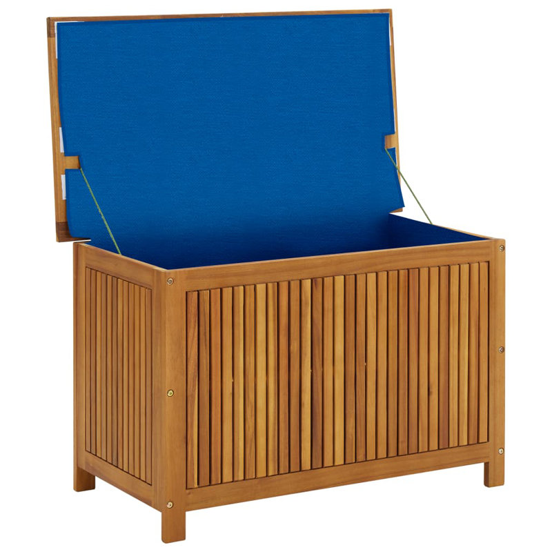 Solid Acacia Wood Outdoor Deck Box with Water-Resistant Bag