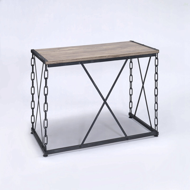 Jodie Rustic Oak & Antique Black Finish Writing Desk